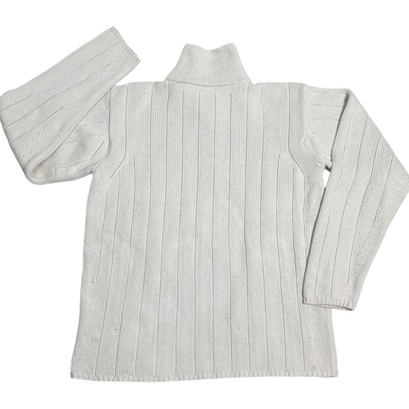 Vintage 90’s Polo Ralph Lauren Ivory Quarter Zip Pull Over Sweater Flag Logo - Picture 5 of 9